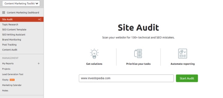 SEMrush SEO Tool On-page Site Audit and Optimization
